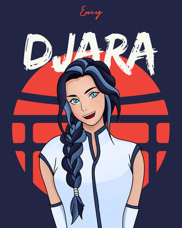 Original character illustration called Djara with anime style drawing